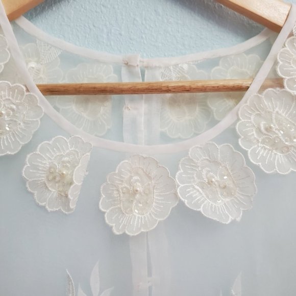 *Vintage Handmade Sequins Sheer Blouse - Picture 3 of 8